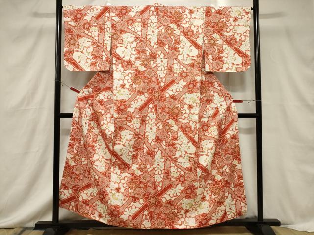平和屋着物□上質な小紋 手描き 草花文 正絹 逸品 CABF6218dy