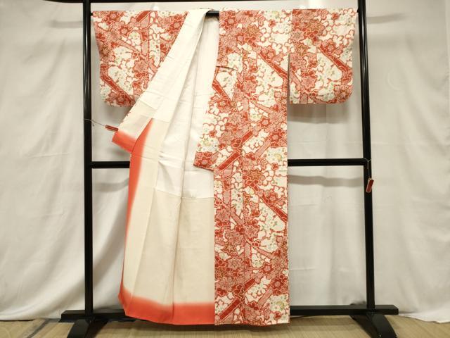 平和屋着物□上質な小紋 手描き 草花文 正絹 逸品 CABF6218dy