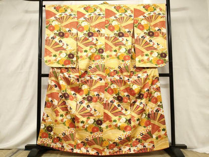 平和屋着物■小振袖 片輪車花文 金彩 正絹 逸品 CABF6226dy