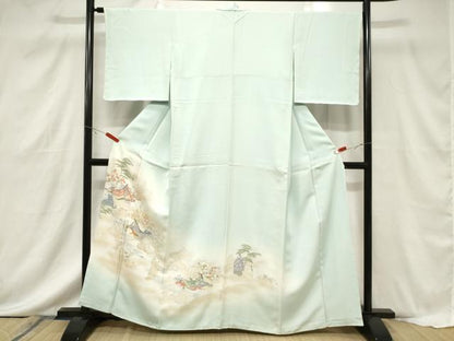 平和屋着物■色留訪問着 寿光織 人物文 金銀糸 正絹 逸品 CABF6228dy