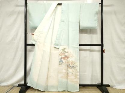 平和屋着物■色留訪問着 寿光織 人物文 金銀糸 正絹 逸品 CABF6228dy