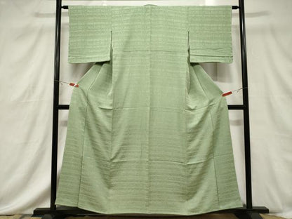 平和屋着物■上質な色無地　横段地紋　若菜色　正絹　逸品　未使用　CABF6231dy