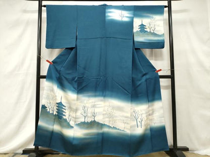 平和屋着物■訪問着　風景文　暈し染め　金彩　正絹　逸品　CABF6232dy