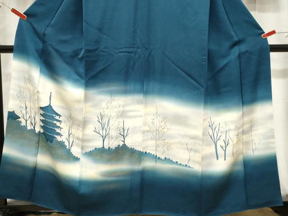 平和屋着物■訪問着　風景文　暈し染め　金彩　正絹　逸品　CABF6232dy