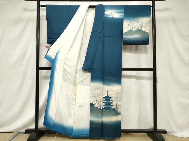 平和屋着物■訪問着　風景文　暈し染め　金彩　正絹　逸品　CABF6232dy