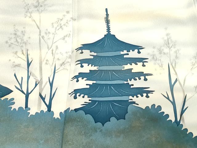 平和屋着物■訪問着　風景文　暈し染め　金彩　正絹　逸品　CABF6232dy