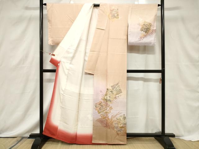 平和屋着物■訪問着　破れ色紙重ね飛鶴花文　暈し染め　金銀彩　そごう扱い　正絹　逸品　CABF6233dy