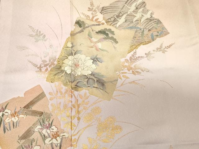 平和屋着物■訪問着　破れ色紙重ね飛鶴花文　暈し染め　金銀彩　そごう扱い　正絹　逸品　CABF6233dy