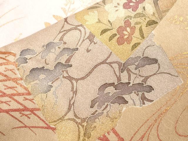 平和屋着物■訪問着　破れ色紙重ね飛鶴花文　暈し染め　金銀彩　そごう扱い　正絹　逸品　CABF6233dy