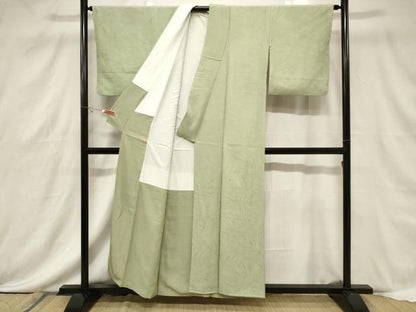 平和屋着物■上質な色無地 斜線地紋 柳茶色 正絹 逸品 CABF6236dy