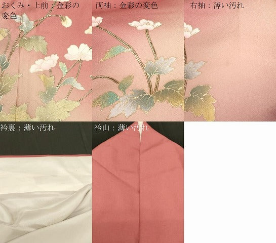 平和屋着物■訪問着　刺繍　花蝶文　暈し染め　金彩　正絹　逸品　CABF6243dy