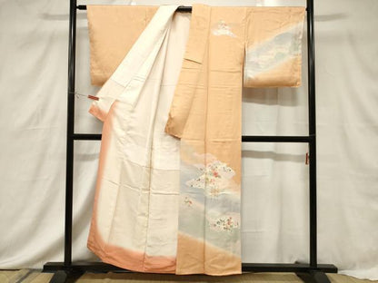平和屋着物■訪問着 刺繍 草花文 銀彩 正絹 逸品 CABF6245dy