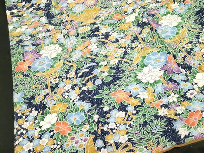 平和屋着物■上質な小紋 陶器花文 鬼しぼ縮緬 樫山謹製 正絹 逸品 未使用 CABF6246dy