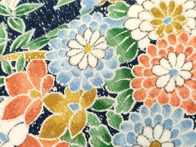 平和屋着物■上質な小紋 陶器花文 鬼しぼ縮緬 樫山謹製 正絹 逸品 未使用 CABF6246dy
