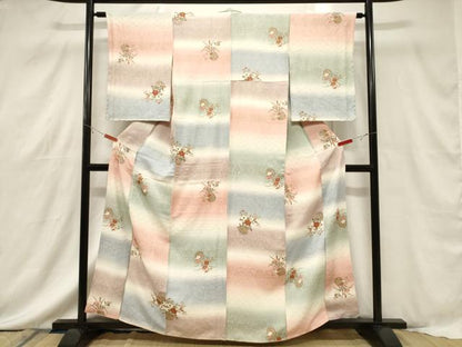 平和屋着物■上質な小紋 花籠文 暈し染め 金銀彩 正絹 逸品 CABF6248dy
