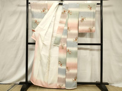 平和屋着物■上質な小紋 花籠文 暈し染め 金銀彩 正絹 逸品 CABF6248dy