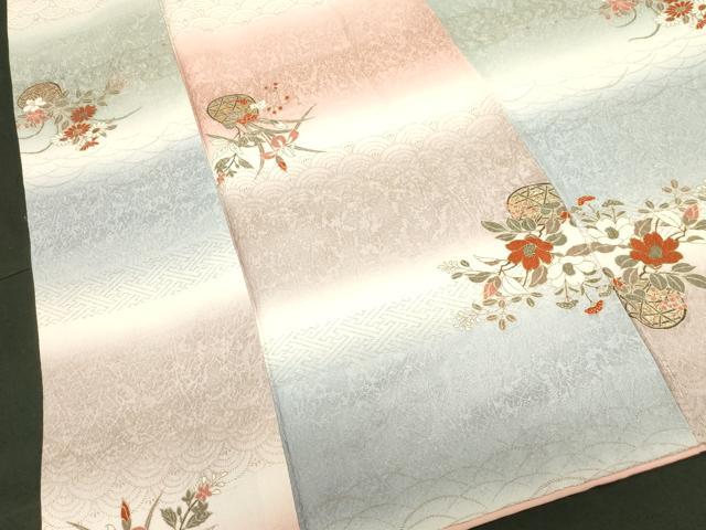 平和屋着物■上質な小紋 花籠文 暈し染め 金銀彩 正絹 逸品 CABF6248dy
