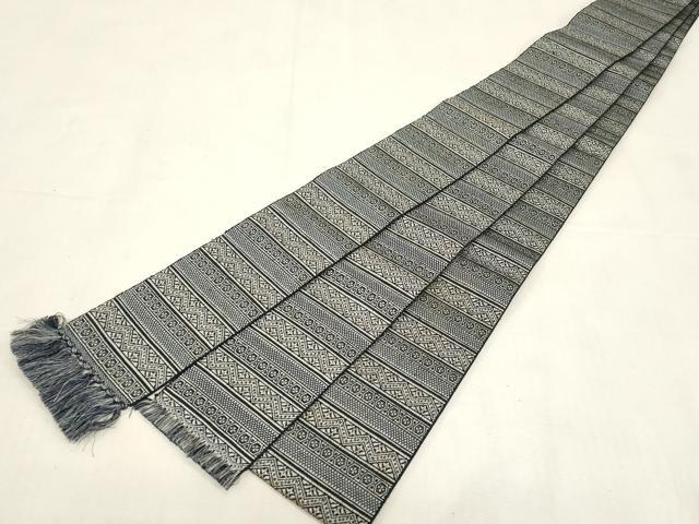 平和屋着物●男性　本場筑前博多織　角帯　横段幾何学文　正絹　逸品　CABF6256dy