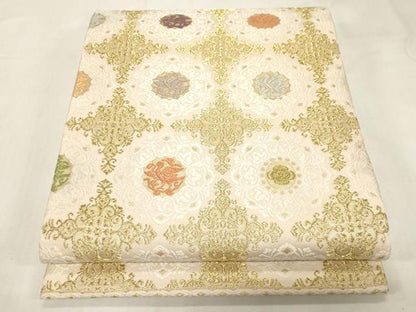 平和屋着物●六通柄袋帯　唐織　正倉院平脱華文　金糸　正絹　逸品　CABF6266dy