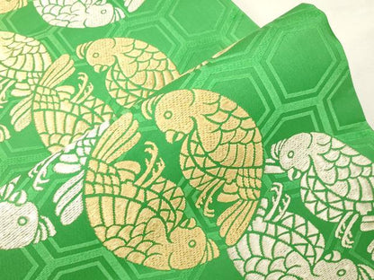 平和屋着物●俵屋　人間国宝　喜多川平朗  有職織物　六通柄袋帯　向い鳥丸文　金銀糸　正絹　逸品　未使用　CABF6267dy