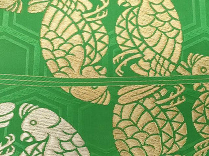 平和屋着物●俵屋　人間国宝　喜多川平朗  有職織物　六通柄袋帯　向い鳥丸文　金銀糸　正絹　逸品　未使用　CABF6267dy