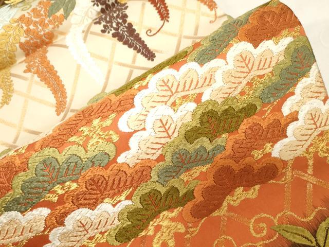 平和屋着物●西陣　河合美術織物謹製　六通柄袋帯　唐織　藤　松　金糸　正絹　逸品　CABF6270dy