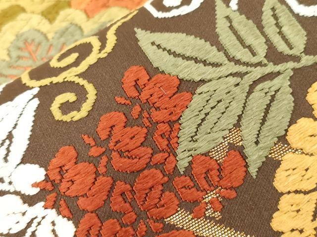 平和屋着物●西陣　河合美術織物謹製　六通柄袋帯　唐織　藤　松　金糸　正絹　逸品　CABF6270dy