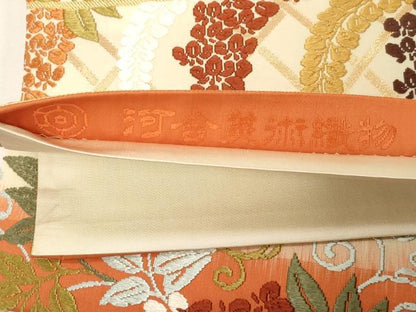 平和屋着物●西陣　河合美術織物謹製　六通柄袋帯　唐織　藤　松　金糸　正絹　逸品　CABF6270dy