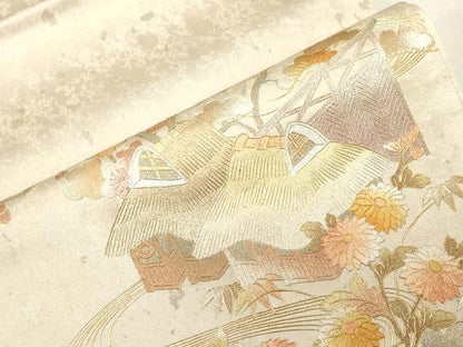 平和屋着物●金彩友禅　卓越技能者・名工・和田光正　太鼓柄袋帯　流水風景文　金銀彩　引箔　正絹　逸品　未使用　CABF6271dy