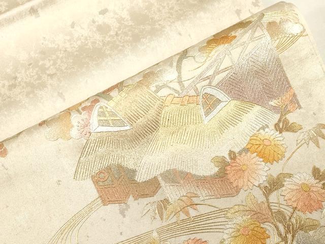 平和屋着物●金彩友禅　卓越技能者・名工・和田光正　太鼓柄袋帯　流水風景文　金銀彩　引箔　正絹　逸品　未使用　CABF6271dy