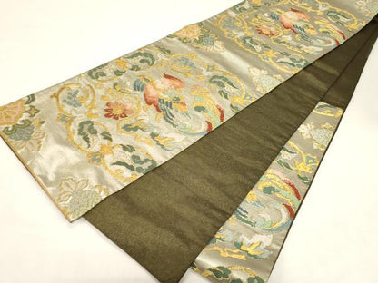 平和屋着物●六通柄袋帯　花鳥文　金銀糸　正絹　逸品　CABF6280dy