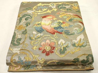 平和屋着物●六通柄袋帯　花鳥文　金銀糸　正絹　逸品　CABF6280dy