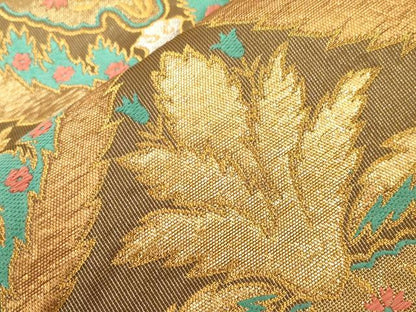 平和屋着物●六通柄袋帯　幾何学花文　金銀糸　正絹　逸品　CABF6281dy