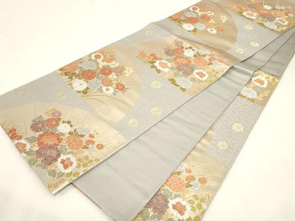 平和屋着物●六通柄袋帯　唐織　草花文　正絹　逸品　CABF6282dy