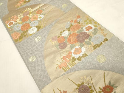 平和屋着物●六通柄袋帯　唐織　草花文　正絹　逸品　CABF6282dy
