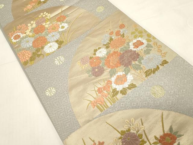 平和屋着物●六通柄袋帯　唐織　草花文　正絹　逸品　CABF6282dy