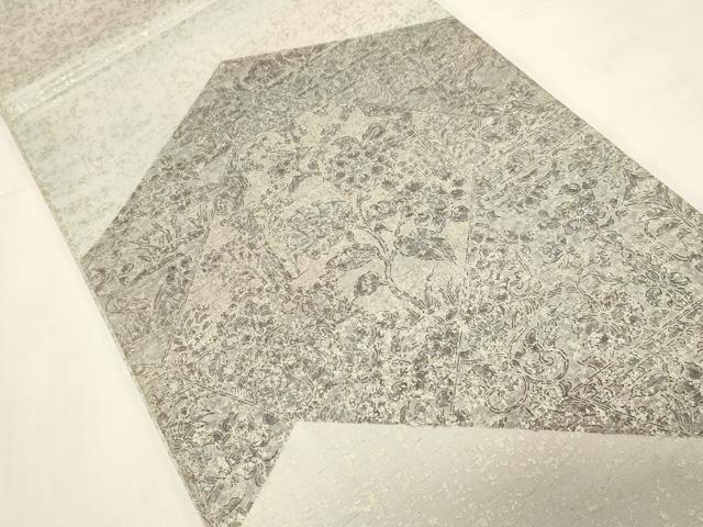 平和屋着物●石川県指定無形文化財　牛首紬　白山工房　手織り　太鼓柄袋帯　切嵌草花文　金彩　正絹　逸品　CABF6284dy