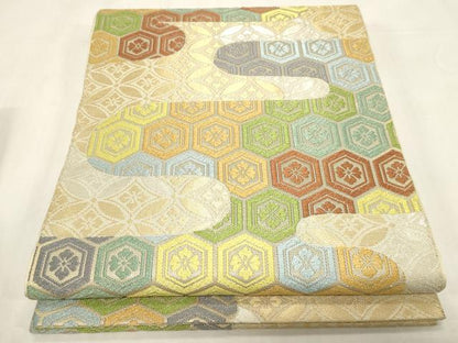 平和屋着物●西陣　川島織物　六通柄　本袋帯　唐織　亀甲花文　正絹　逸品　CABF6285dy