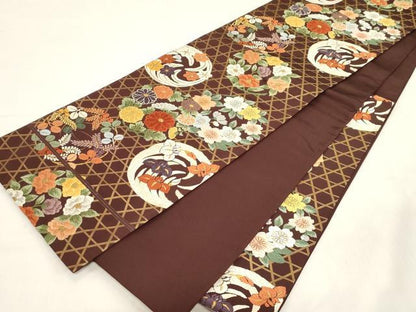 平和屋着物●六通柄袋帯　唐織　草花丸文　金銀糸　正絹　逸品　CABF6293dy