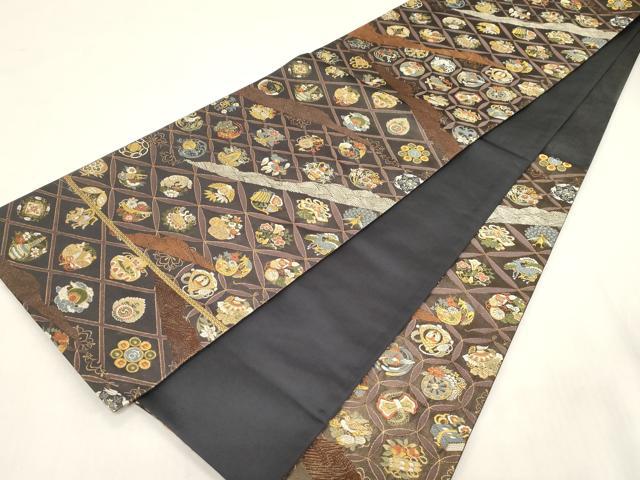 平和屋着物●六通柄袋帯　唐織　吉祥花鳥文　金糸　正絹　逸品　CABF6294dy