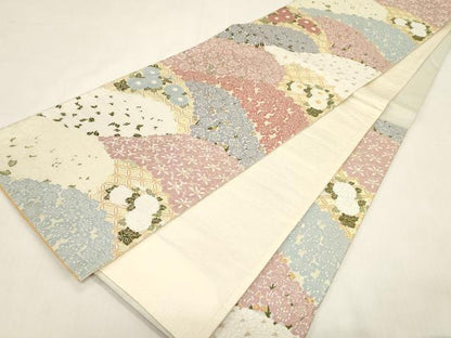 平和屋着物●六通柄袋帯　唐織　草花文　金糸　正絹　逸品　CABF6297dy