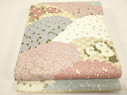 平和屋着物●六通柄袋帯　唐織　草花文　金糸　正絹　逸品　CABF6297dy
