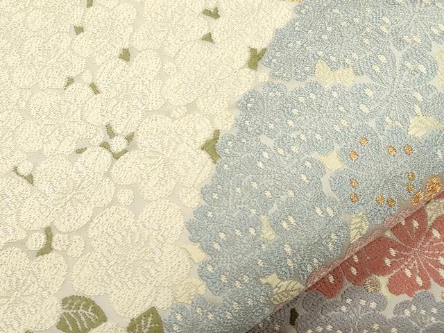 平和屋着物●六通柄袋帯　唐織　草花文　金糸　正絹　逸品　CABF6297dy