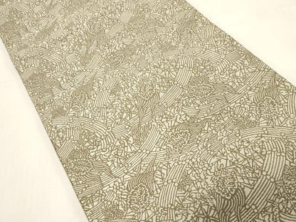 平和屋着物●木村正明　全通柄袋帯　彫刻絵図　松竹梅に亀　銀通し地　正絹　逸品　CABF6304dy