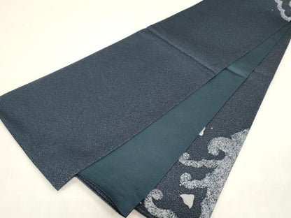平和屋着物●太鼓柄袋帯　立波千鳥文　銀通し地　正絹　逸品　CABF6308dy