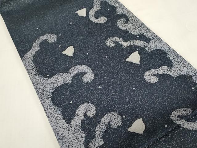 平和屋着物●太鼓柄袋帯　立波千鳥文　銀通し地　正絹　逸品　CABF6308dy