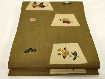 平和屋着物●六通柄袋帯　成り物　正絹　逸品　CABF6309dy