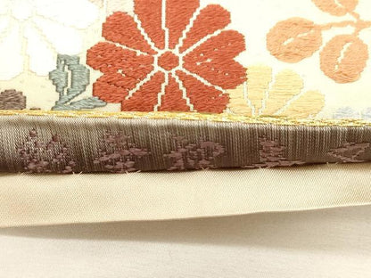 平和屋着物●六通柄袋帯　唐錦　草花文　正絹　逸品　CABF6310dy