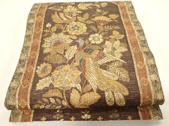 平和屋着物●六通柄袋帯　花鳥文　金糸　坂下織物謹製　正絹　逸品　CABF6311dy