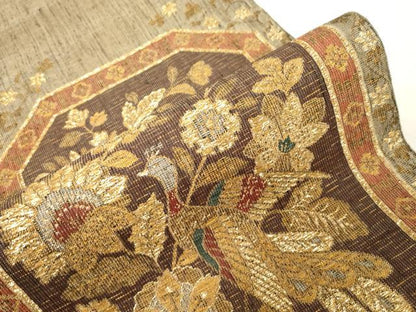 平和屋着物●六通柄袋帯　花鳥文　金糸　坂下織物謹製　正絹　逸品　CABF6311dy